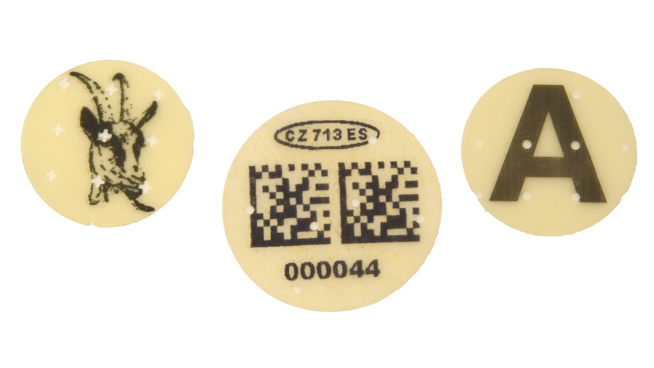 299145 Kasein-Marken Ø 45 mm schwarz bedruckt
299145 Vignettes en caséine Ø 45 mm imprimé noir