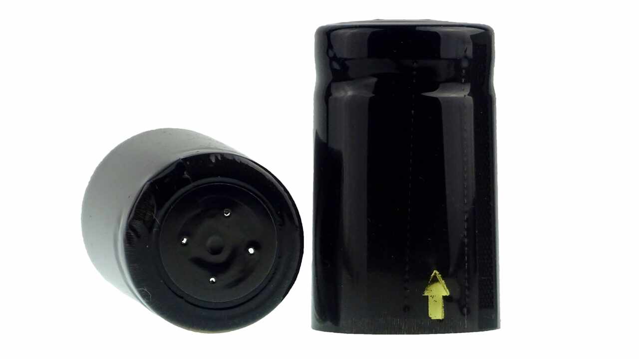 819123 Capsules thermo rétractables noir, Ø 34 mm, vertical