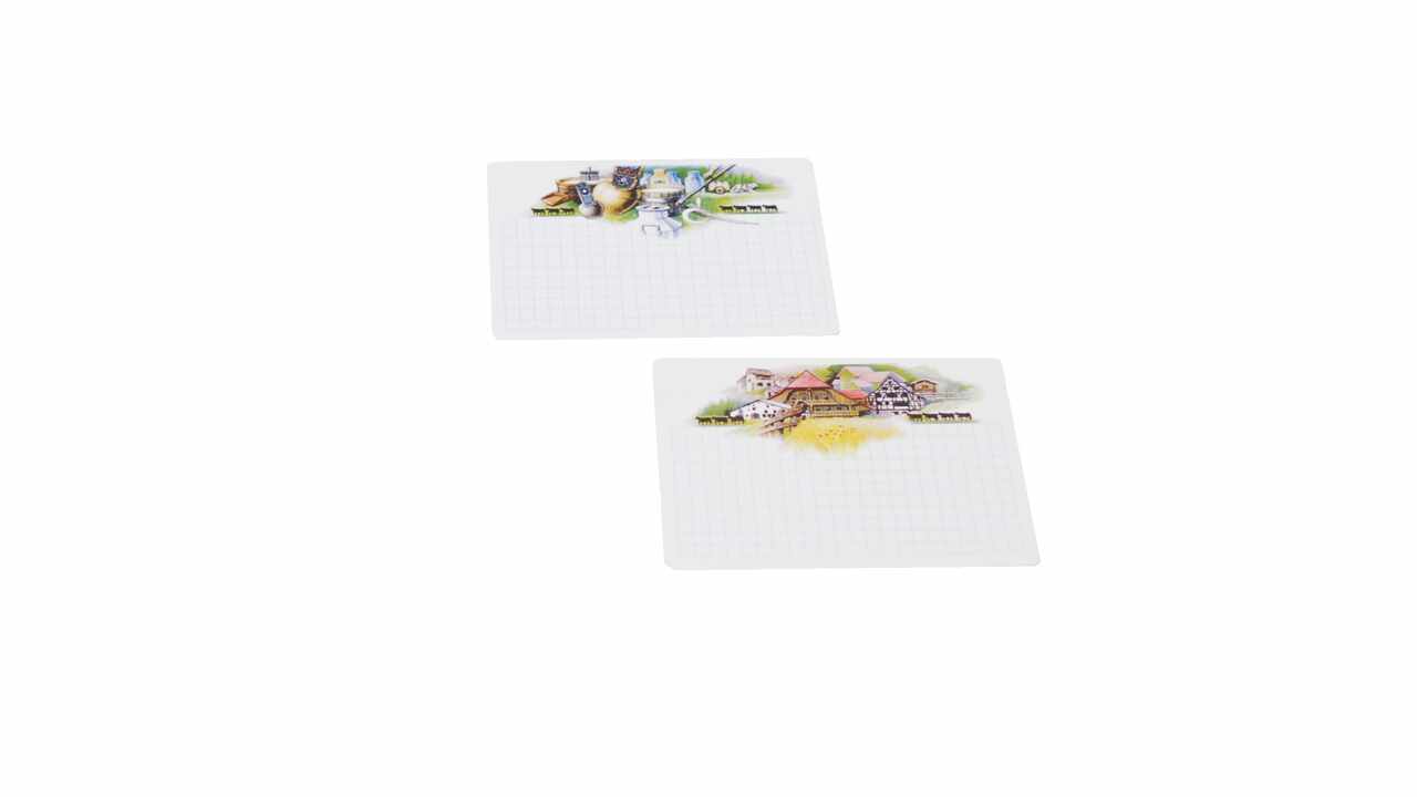 678142 Preisschild klein 75 x 60 mm, Sujet: Häuser / Trachten / Utensilien